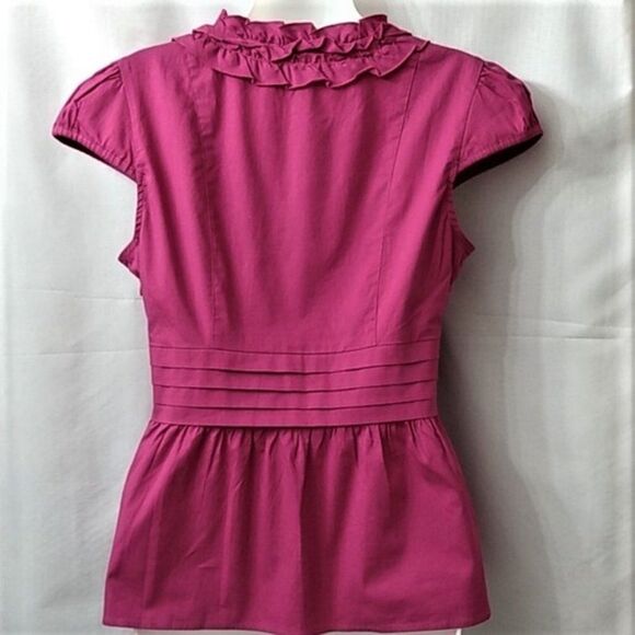 Rampage Women's Magenta Cap Sleeve Ruffled Peplum Blouse Size Medium NWT - Picture 7 of 14